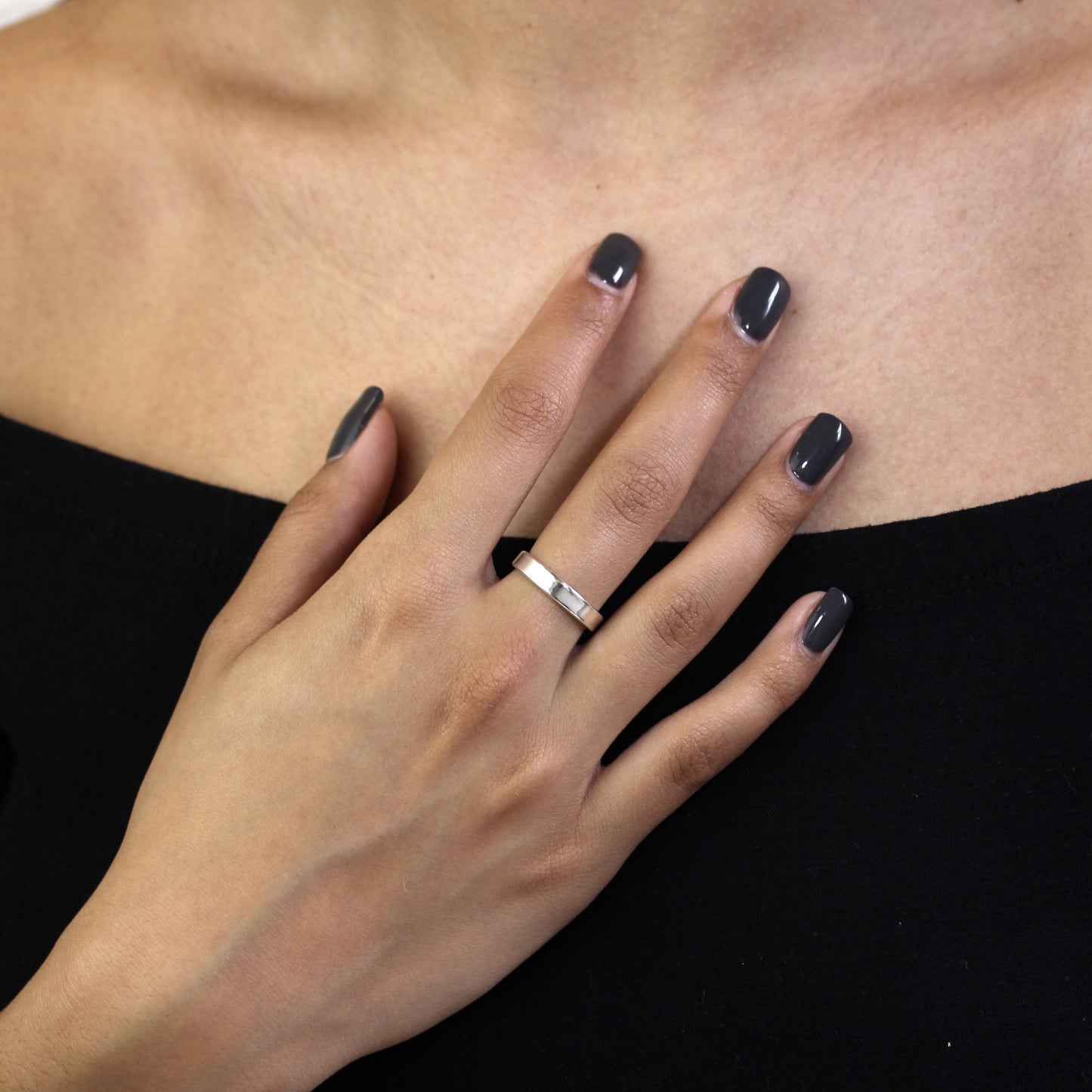 Sterling Silber 4 mm flacher Ehering in Komfortweite Größe I - Z