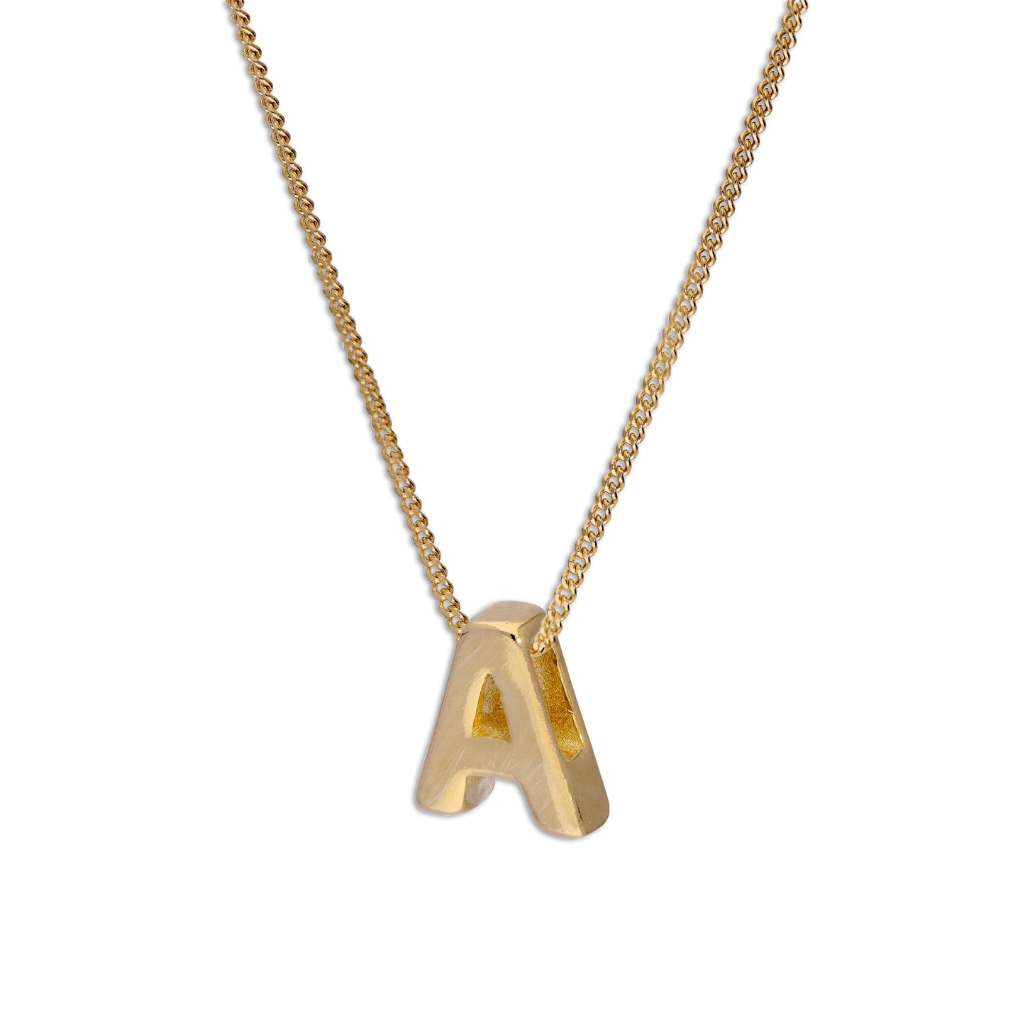 Gold Getaucht Sterlingsilber Einfädel Buchstabe A Anhänger Halskette 40,5 - 56cm