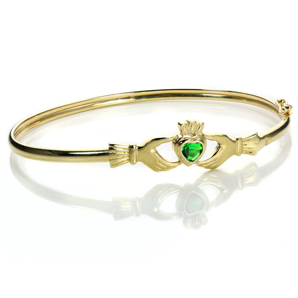 9 Karat Gelbgold Smaragd Kristall Claddagh Armreif