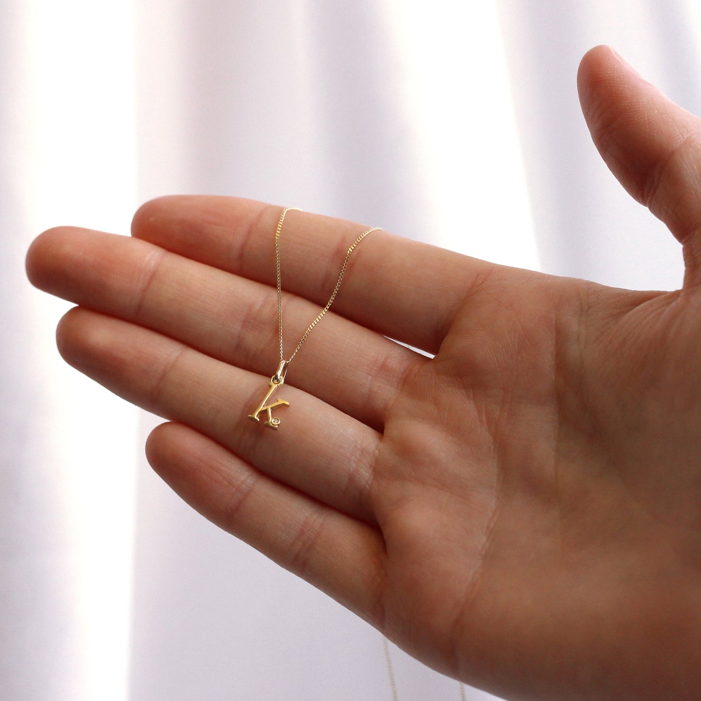 9 Karat Gold Diamant-Initialen-Halskette