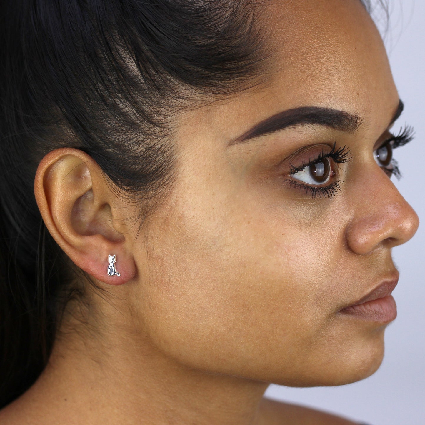 Sterlingsilber Sitzende Katze Ohrstecker