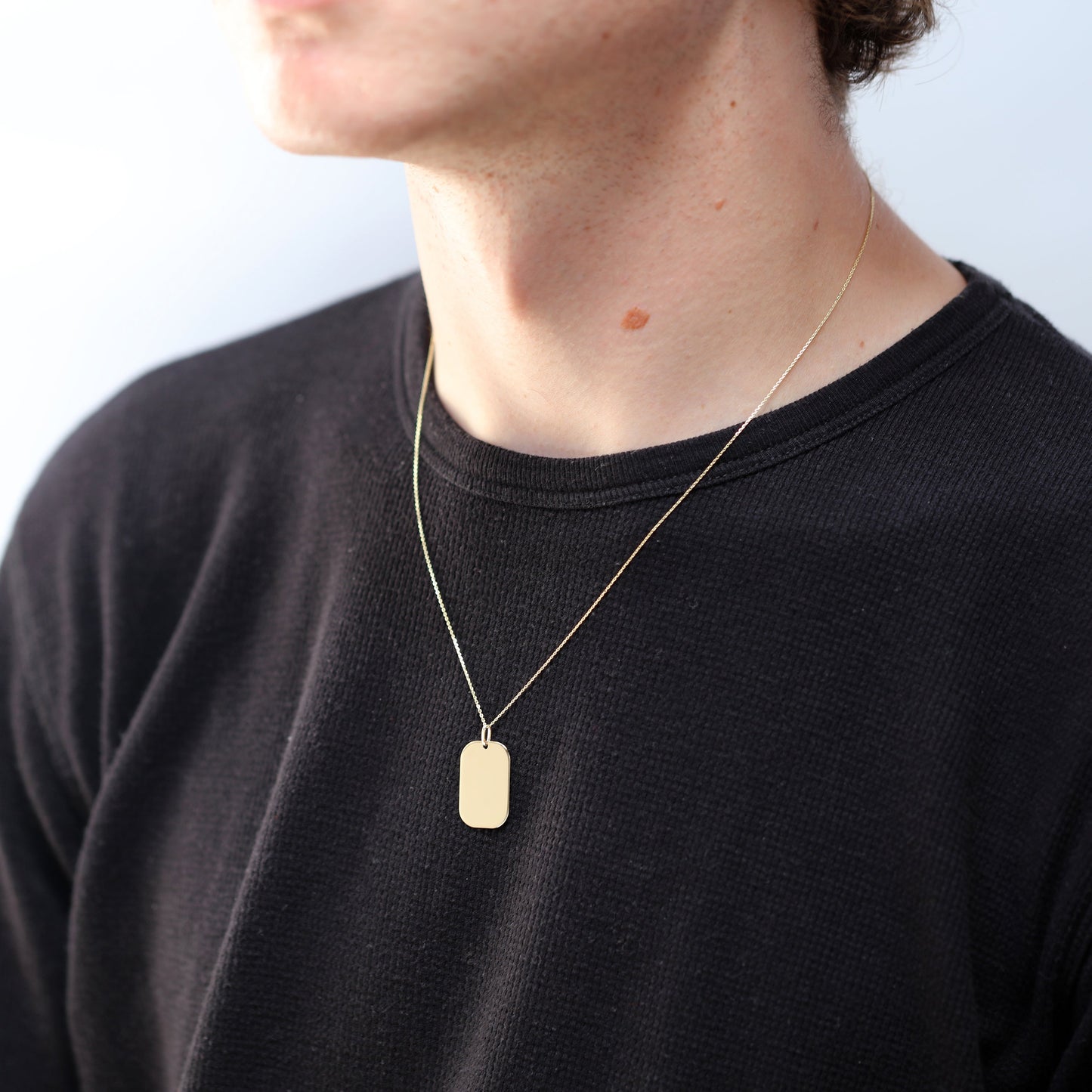 Groß 9 Karat Gelbgold Gravierbar Namensschild Halskette 40,5 - 51cm