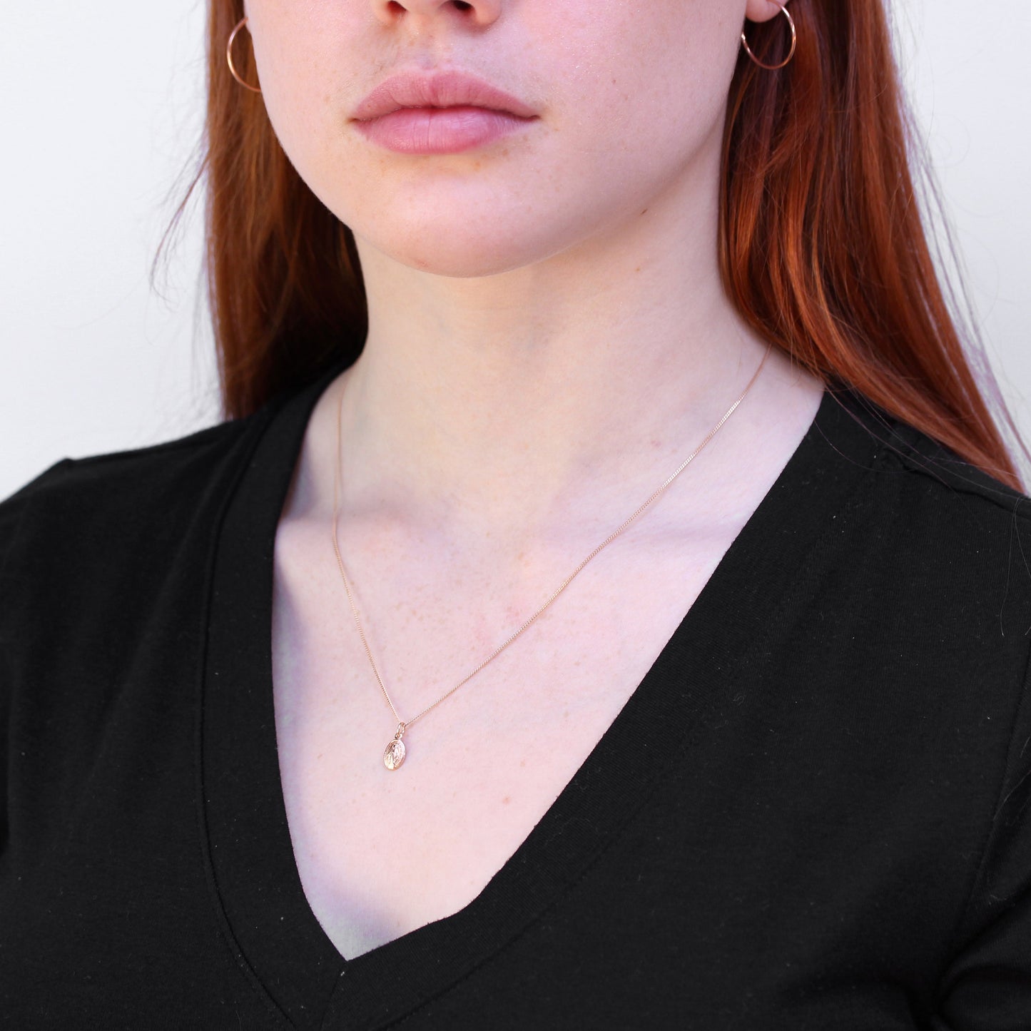 9 Karat Roségold Wundertätige Medaille Halskette