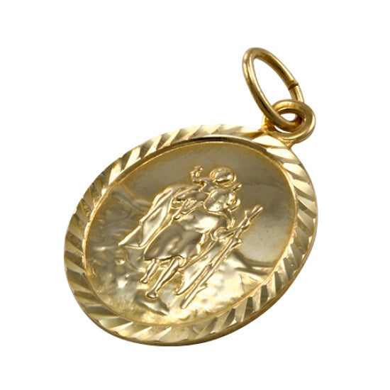 9 Karat Gold Oval St. Christophorus Anhänger