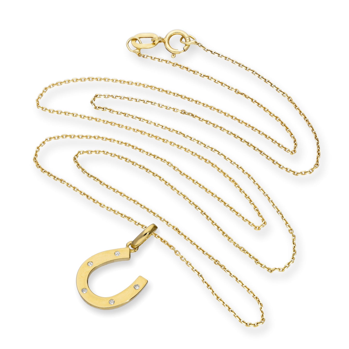 Halskette mit Anhänger aus 9 Karat Gold und klarem CZ-Kristall in Hufeisenform