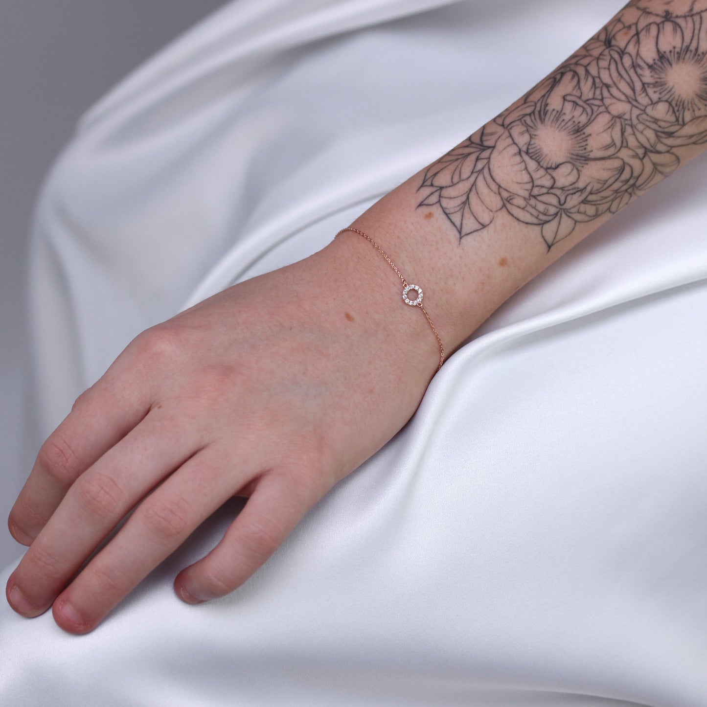 9 Karat Roségold & Klar CZ Kristall 18cm Karma Kreis Armband