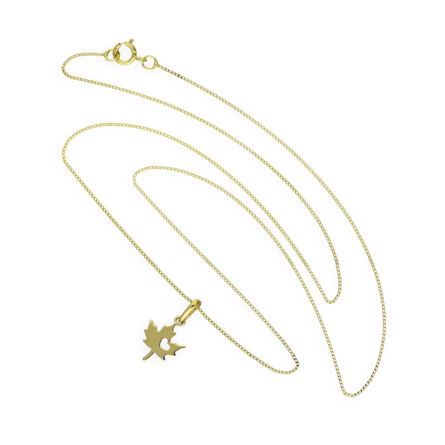 9 Karat Gold Halskette mit Blatt und ausgeschnittenem Herz – 16–20 Zoll