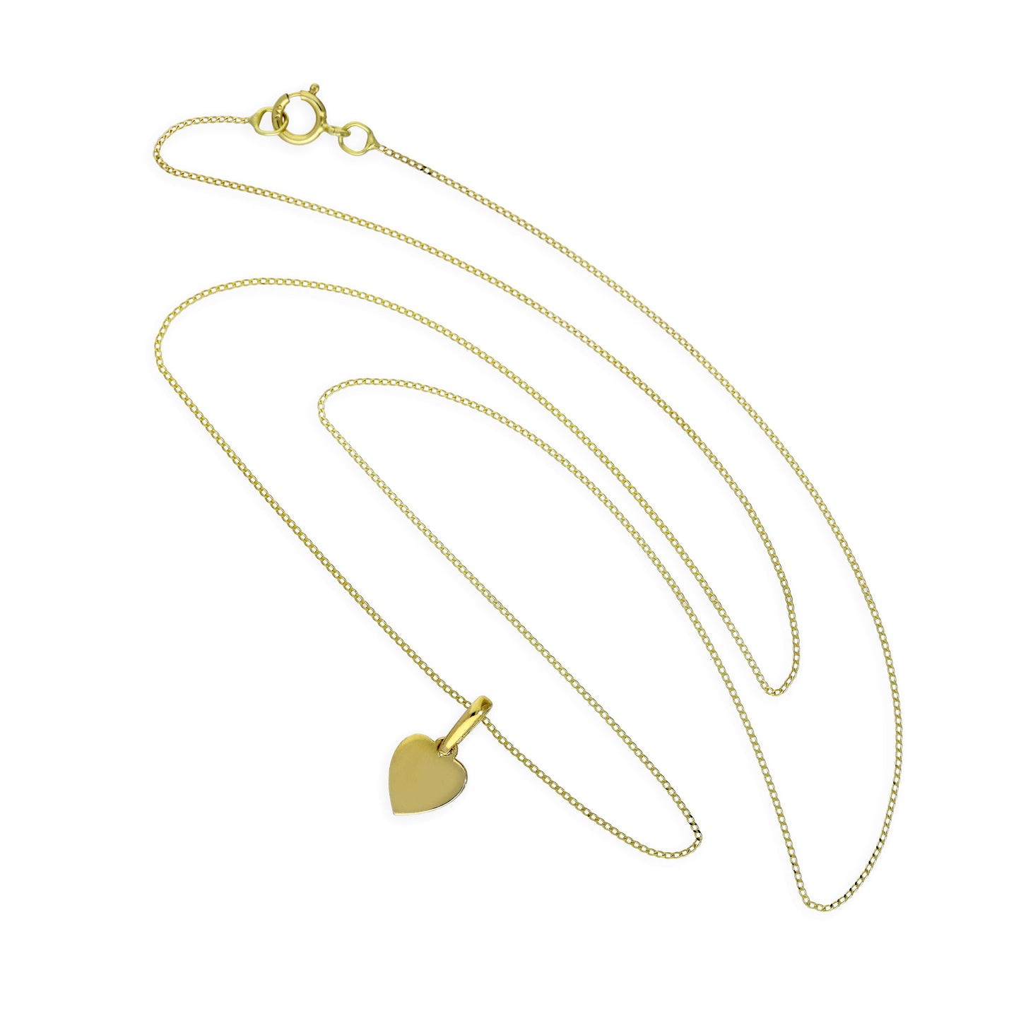 Halskette mit kleinem gravierbarem Herzanhänger aus 9 Karat Gold, 16–20 Zoll