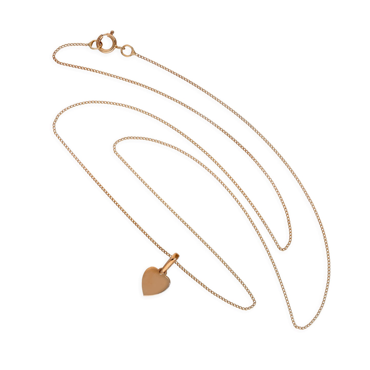 9 Karat Roségold Halskette mit kleinem gravierbarem Herzanhänger 16–18 Zoll