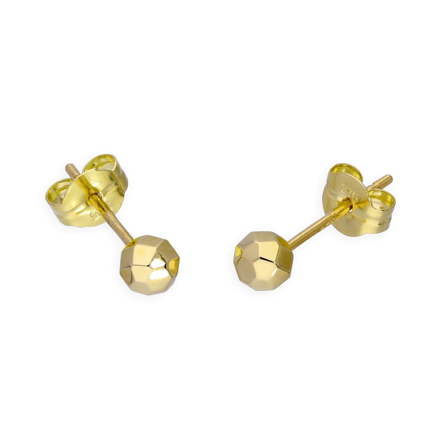 9 Karat Gold 3mm Diamantschliff Kugel Ohrstecker