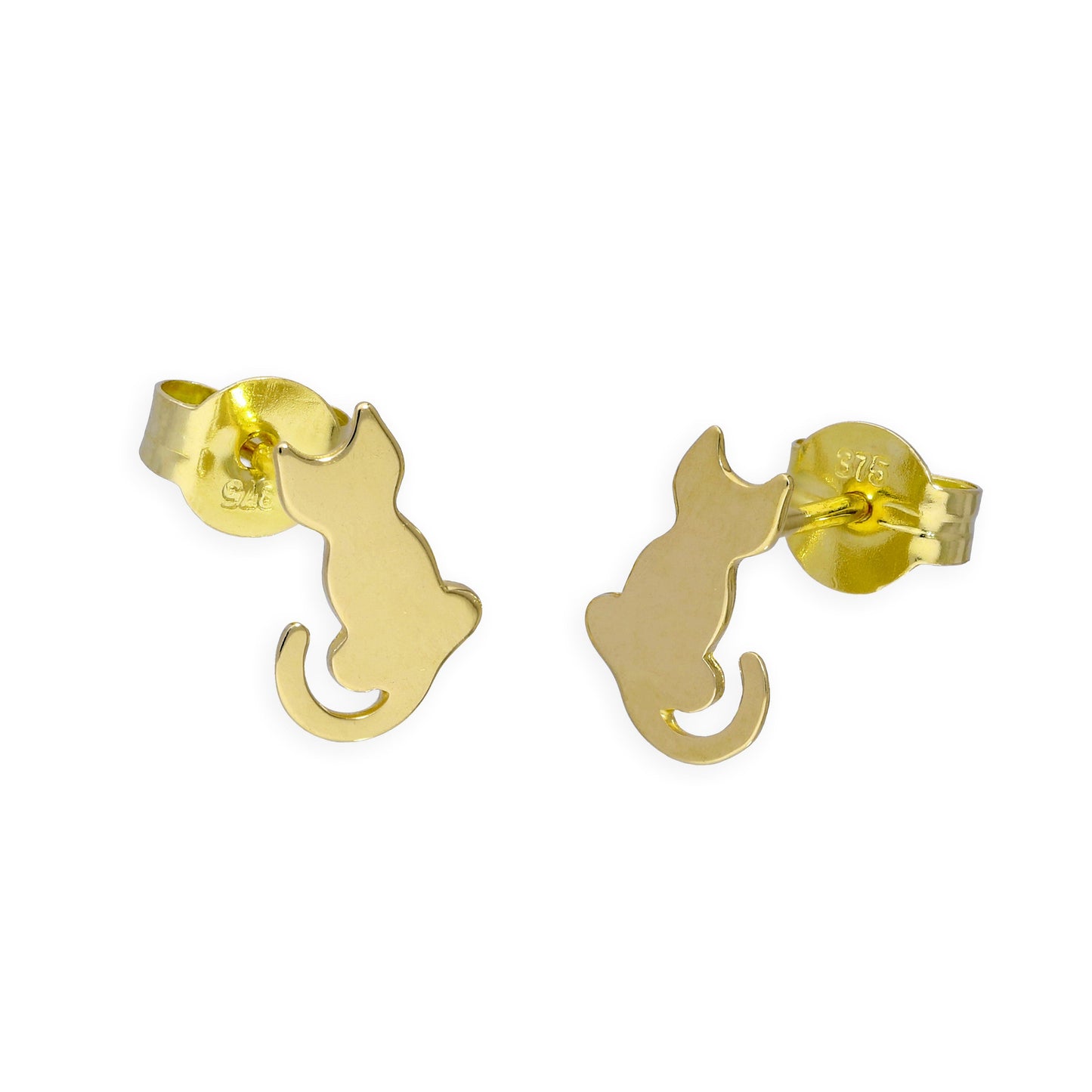 9 Karat Gold Sitzende Katze Ohrstecker