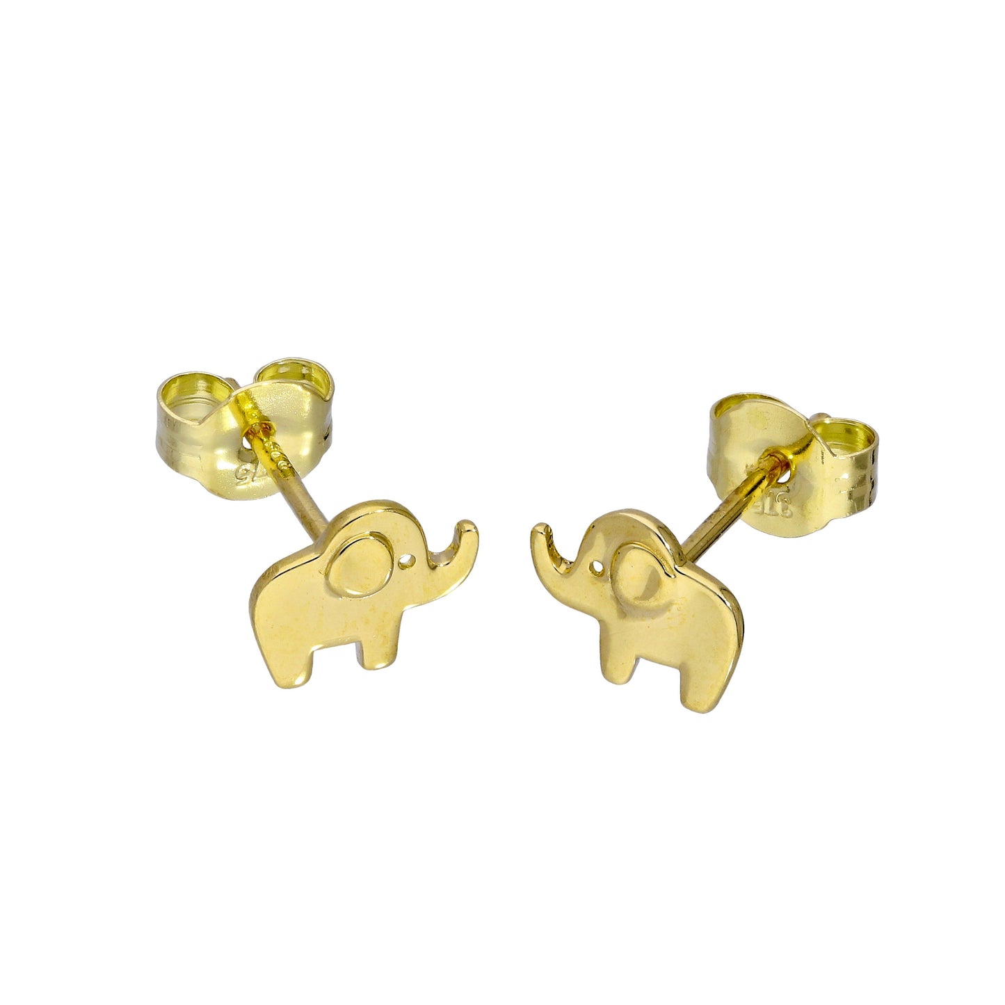 9 Karat Gold Hübsch Klein Elefant Ohrstecker