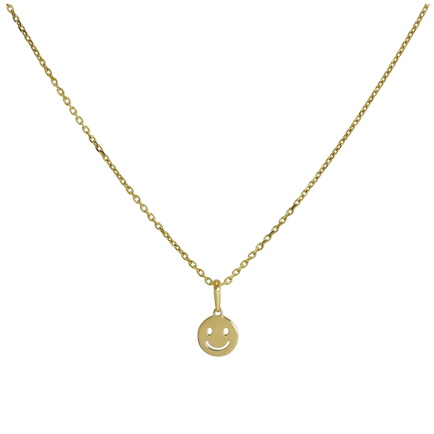 Halskette mit Smiley-Anhänger aus 9 Karat Gold, 16–20 Zoll