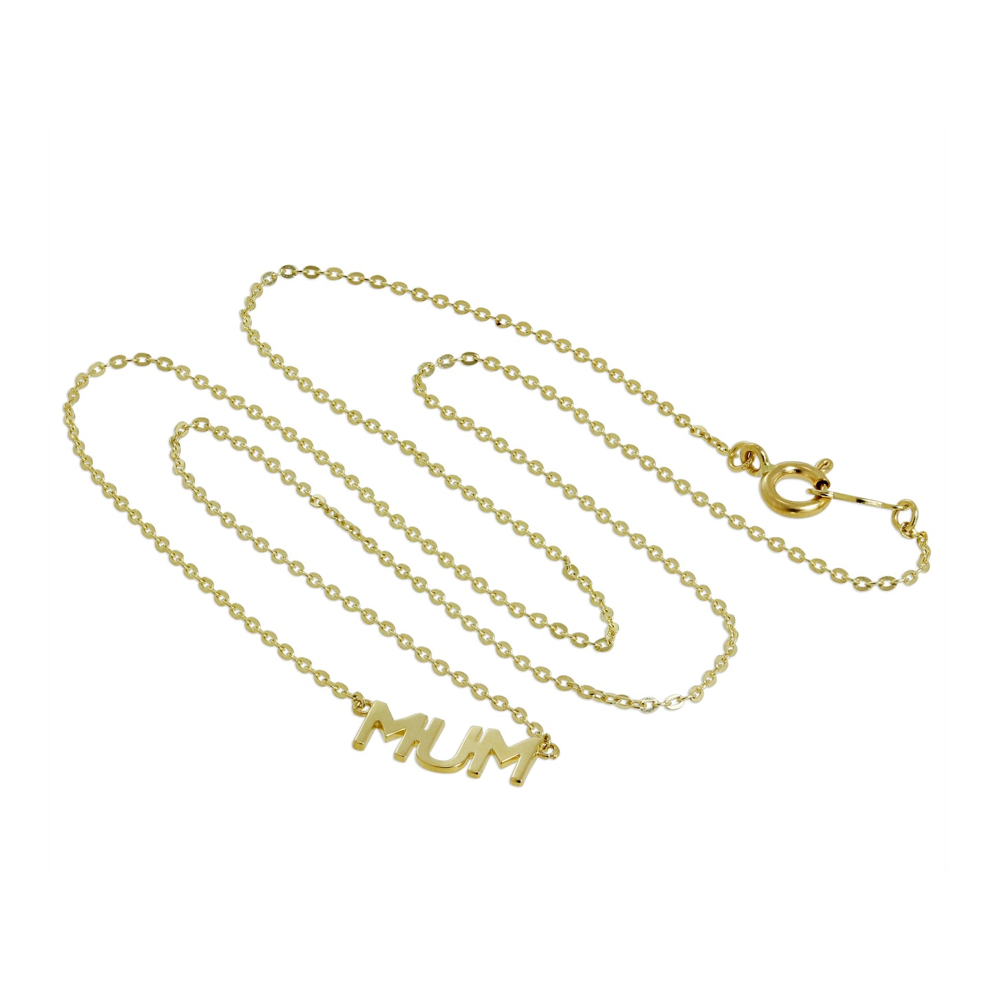 9 Karat Gold "MUM" Anhänger mit 40,5cm Kette