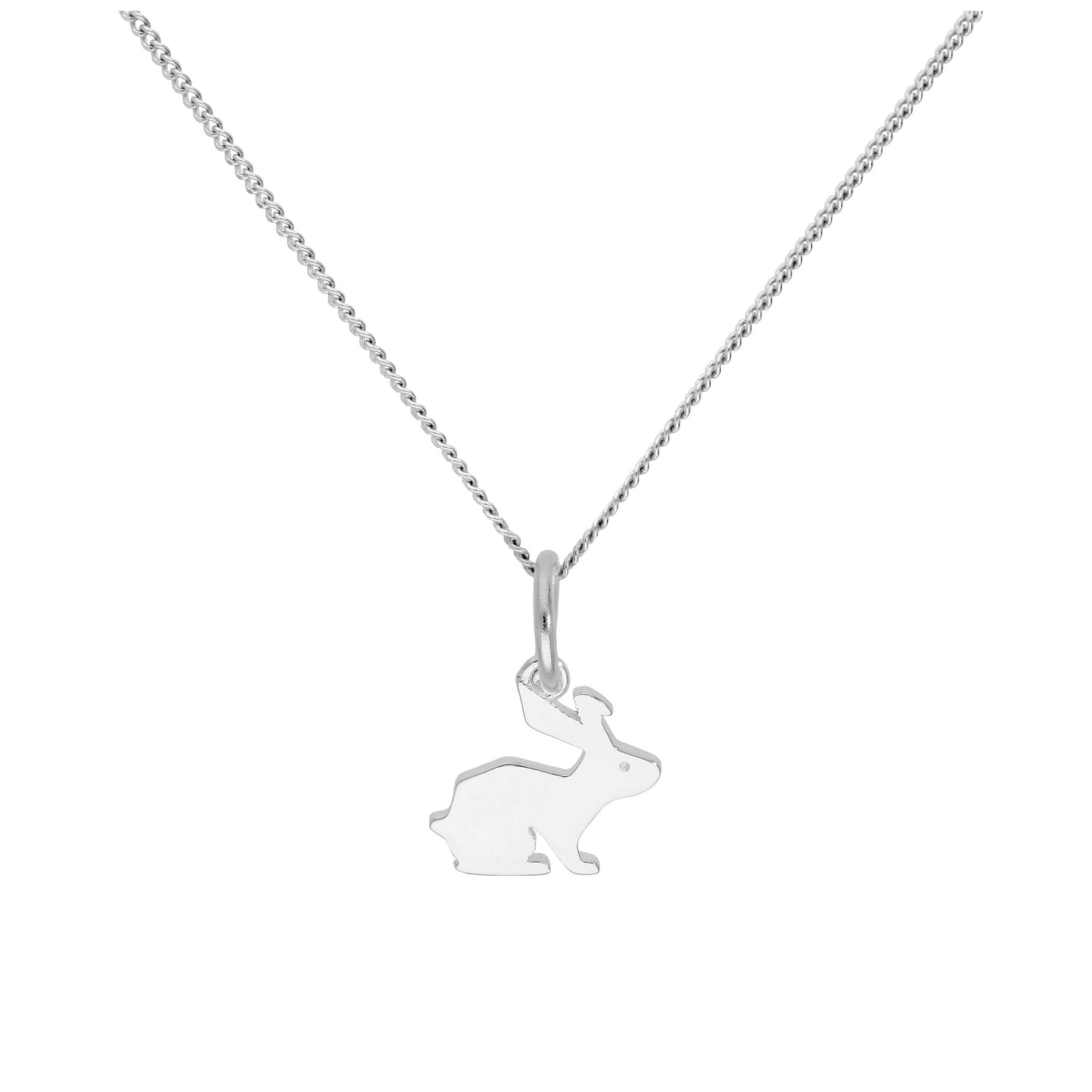 Sterlingsilber Hase Anhänger an 40,5+5cm Diamantschliff Kette