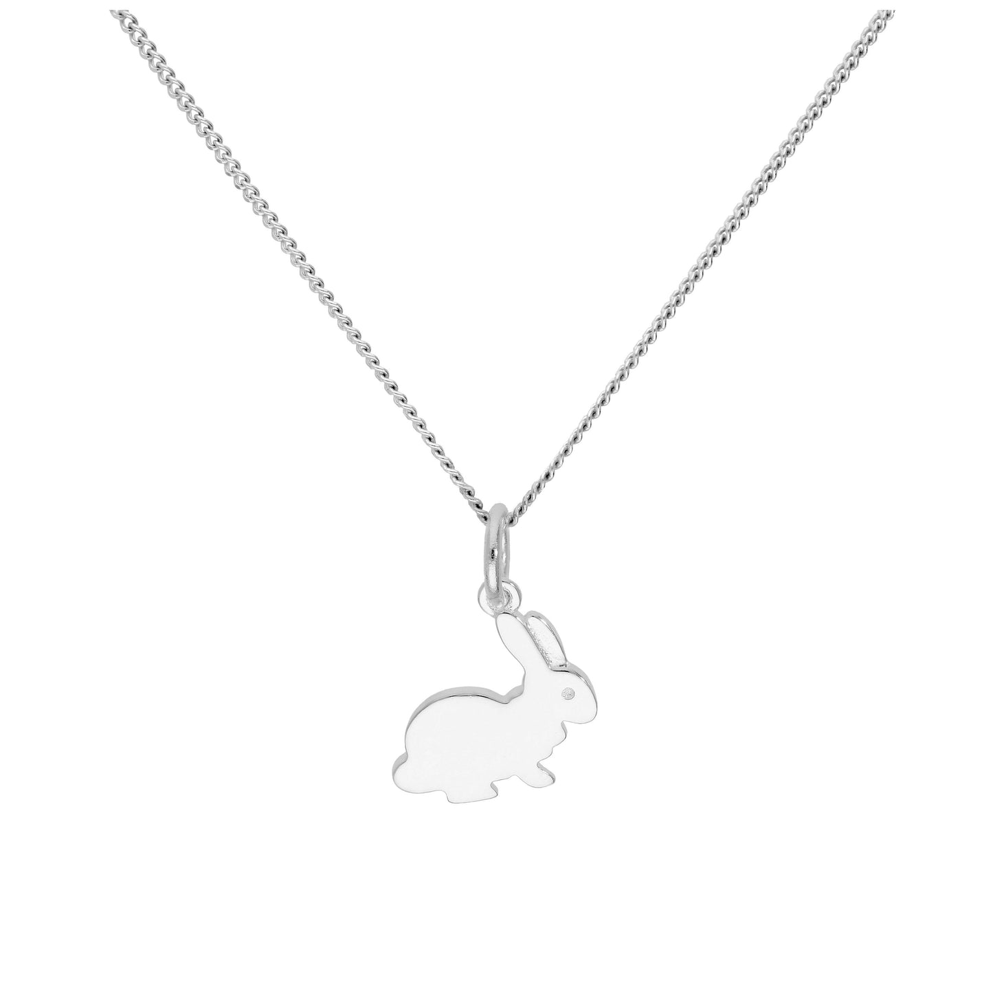 Sterlingsilber Hase Anhänger an 40,5+5cm Diamantschliff Kette
