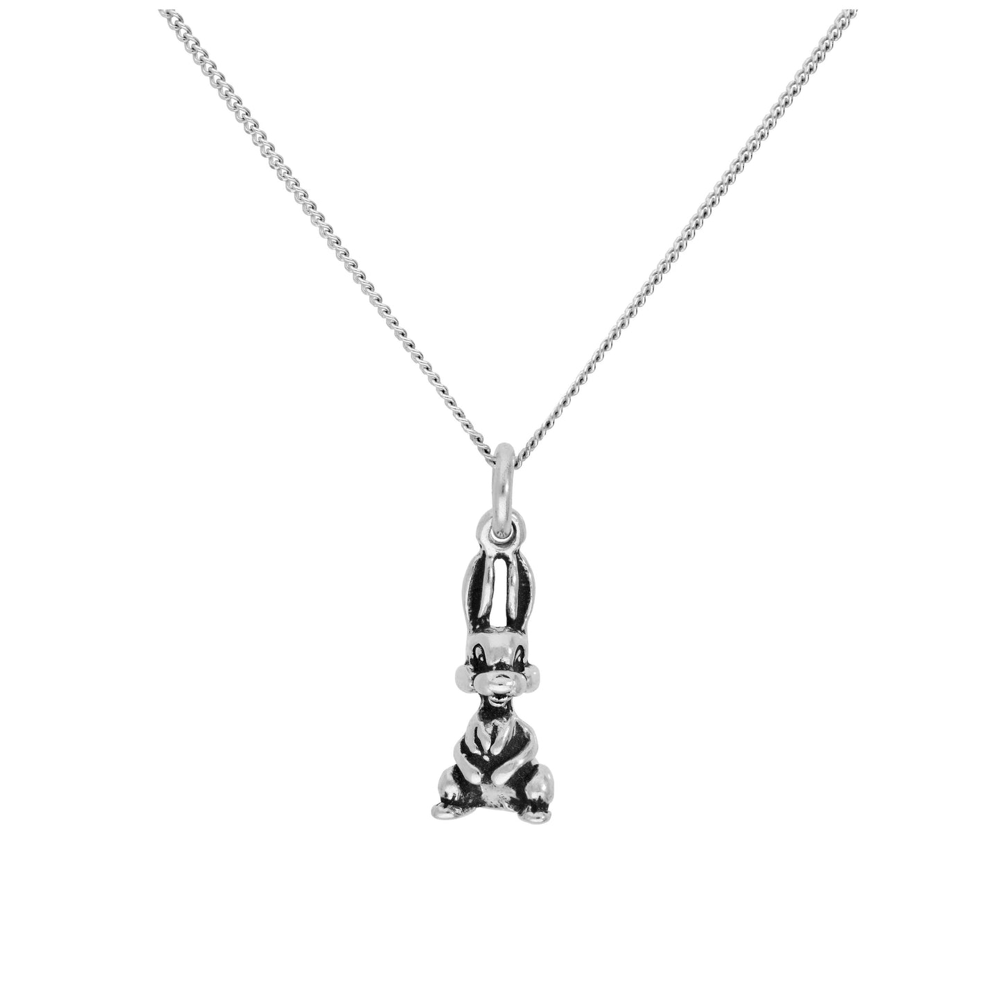 Sterlingsilber Häschen Anhänger an 40,5+5cm Diamantschliff Kette