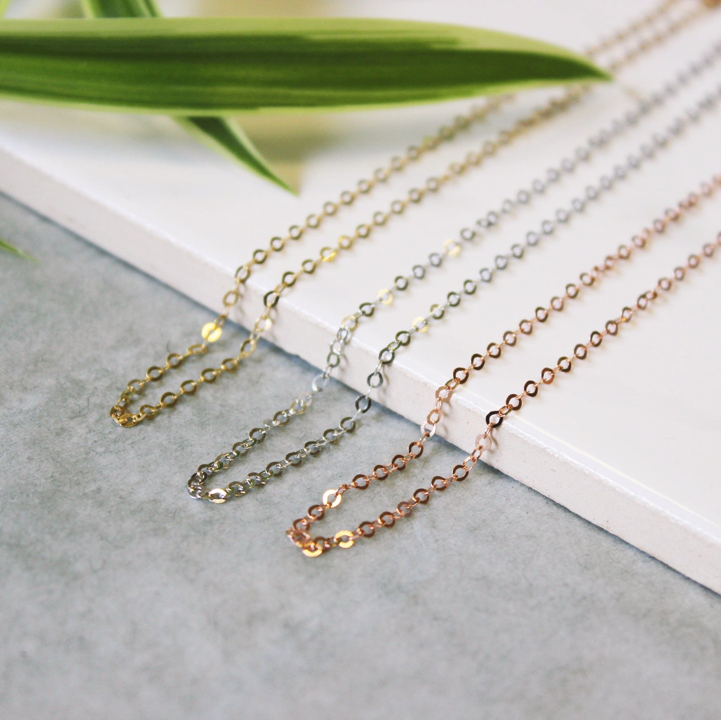 9 Karat Roségold Gehämmert Spuren Fußkette 24cm