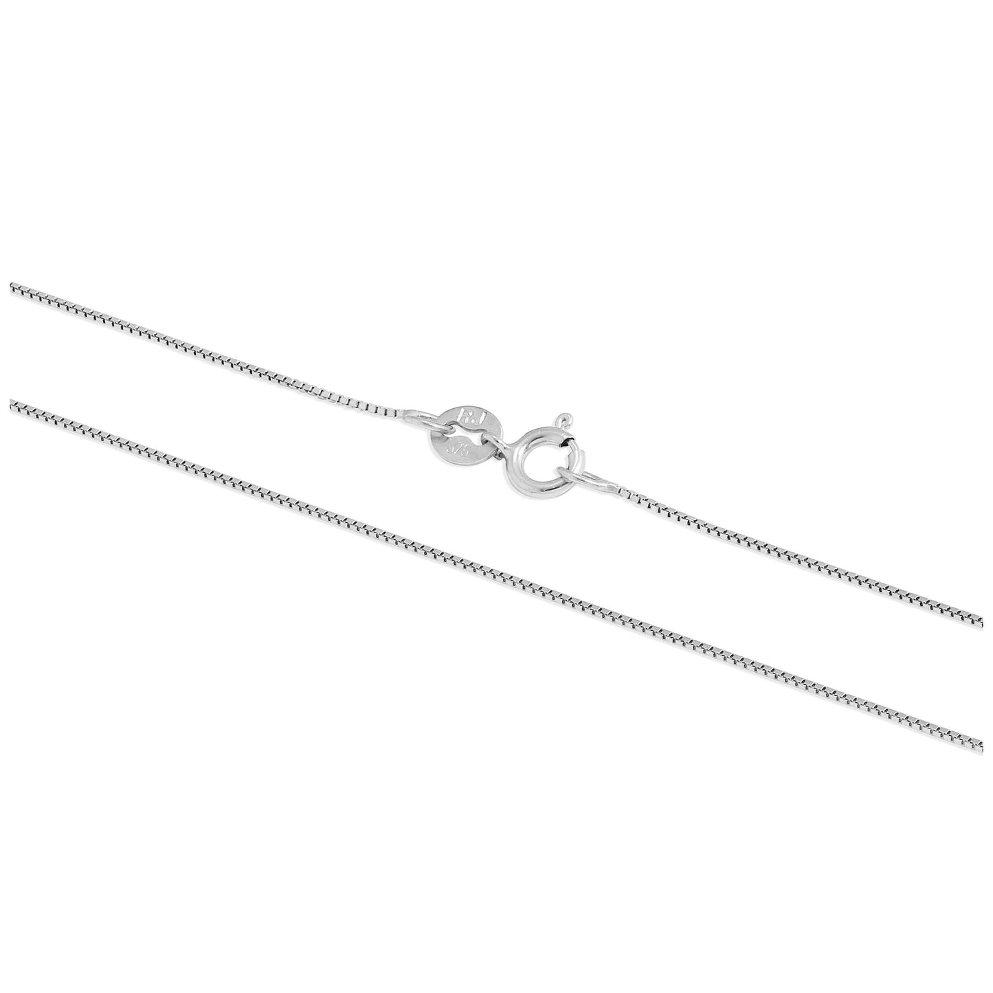 9 Karat Weißgold-Boxkette 16–22 Zoll