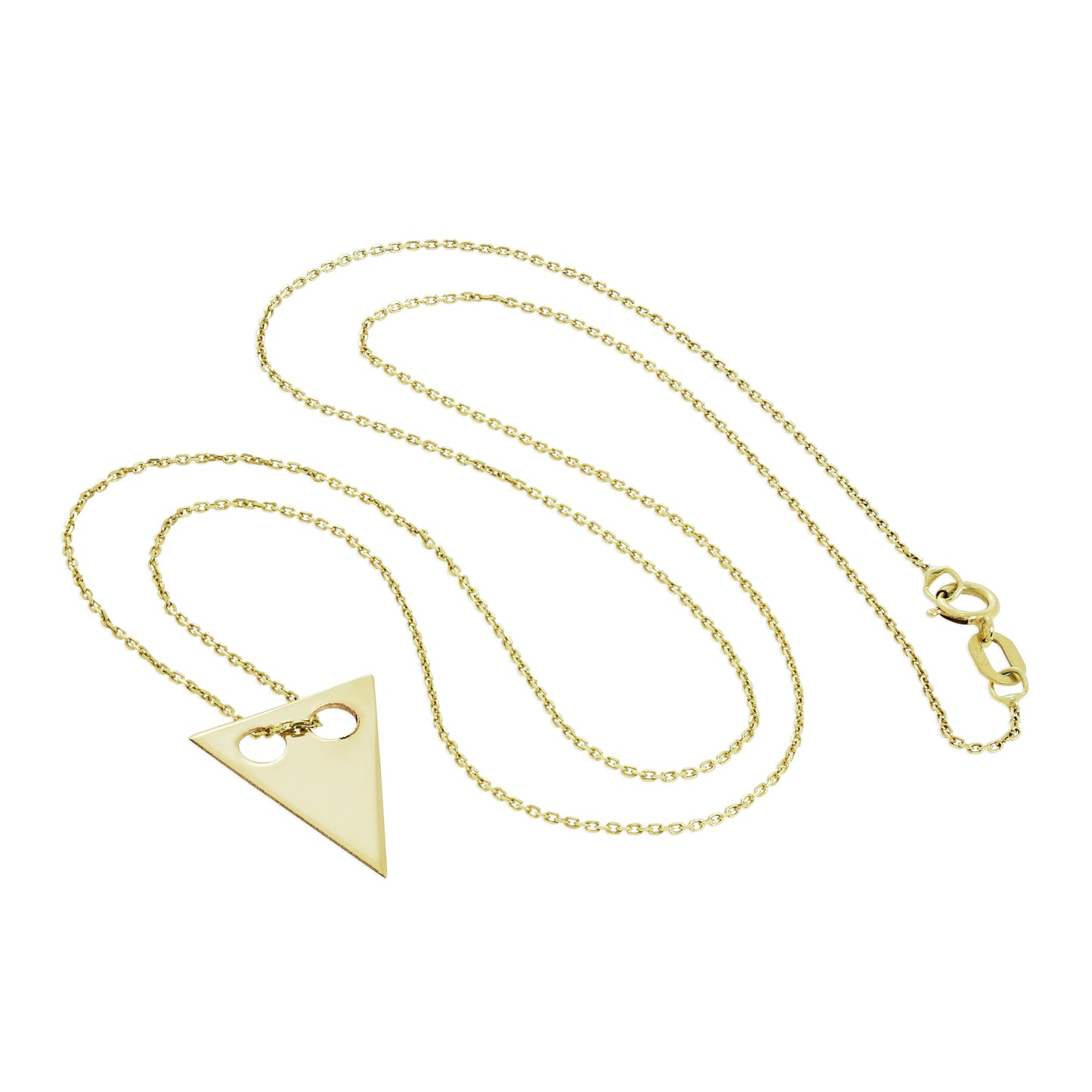 9 Karat Gold Halskette mit flachem Dreieck Anhänger zum Gravieren 16 - 20 Zoll