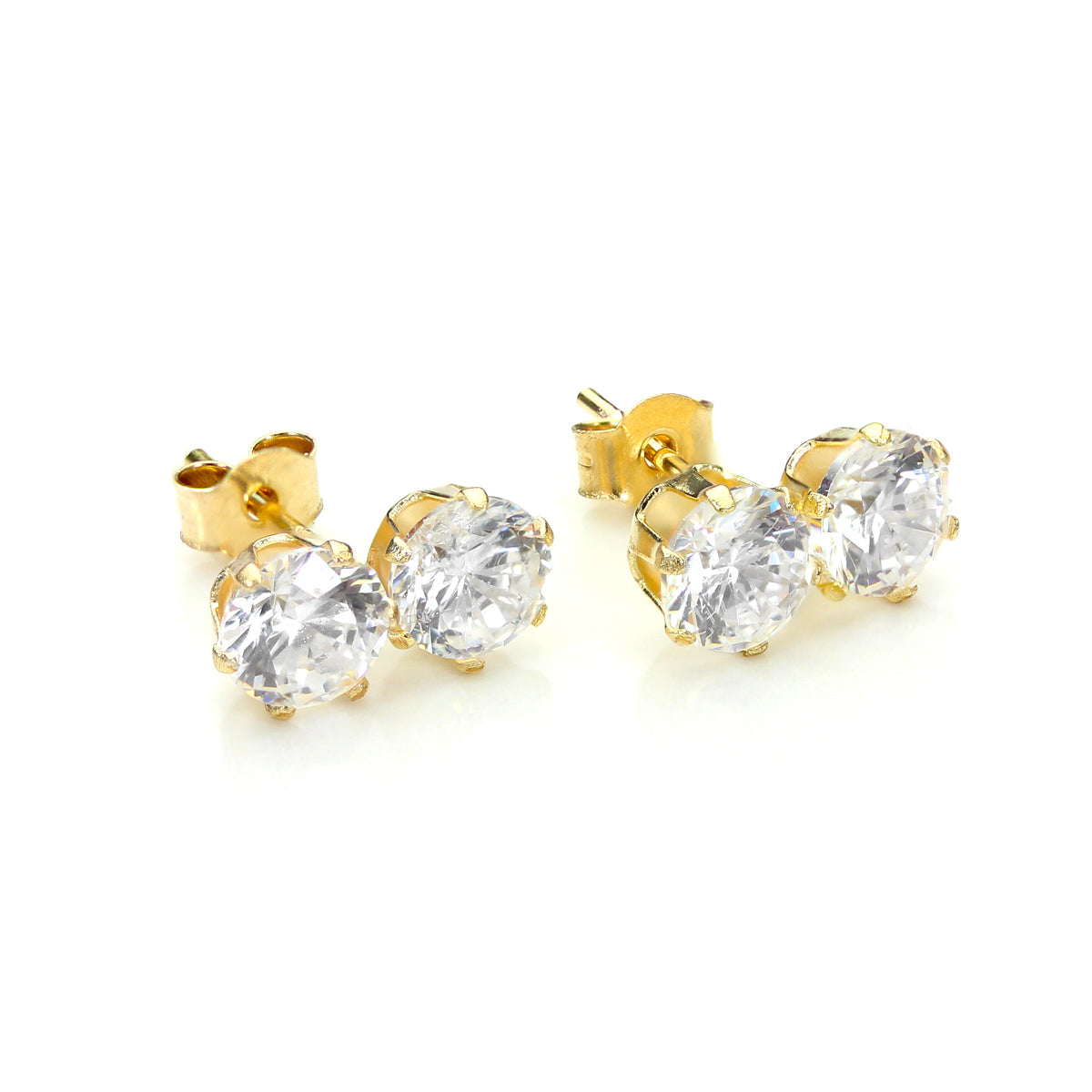 Doppelte Kristall-Ohrstecker aus 9 Karat Gelbgold