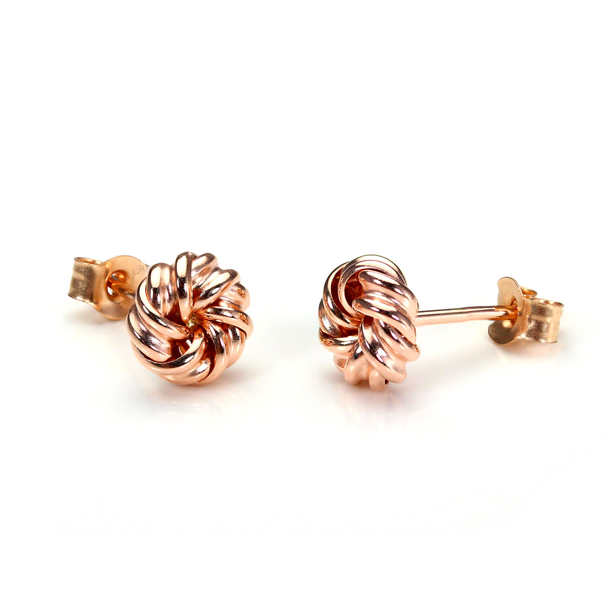 9 Karat Roségold 6mm Rund Knoten Ohrstecker