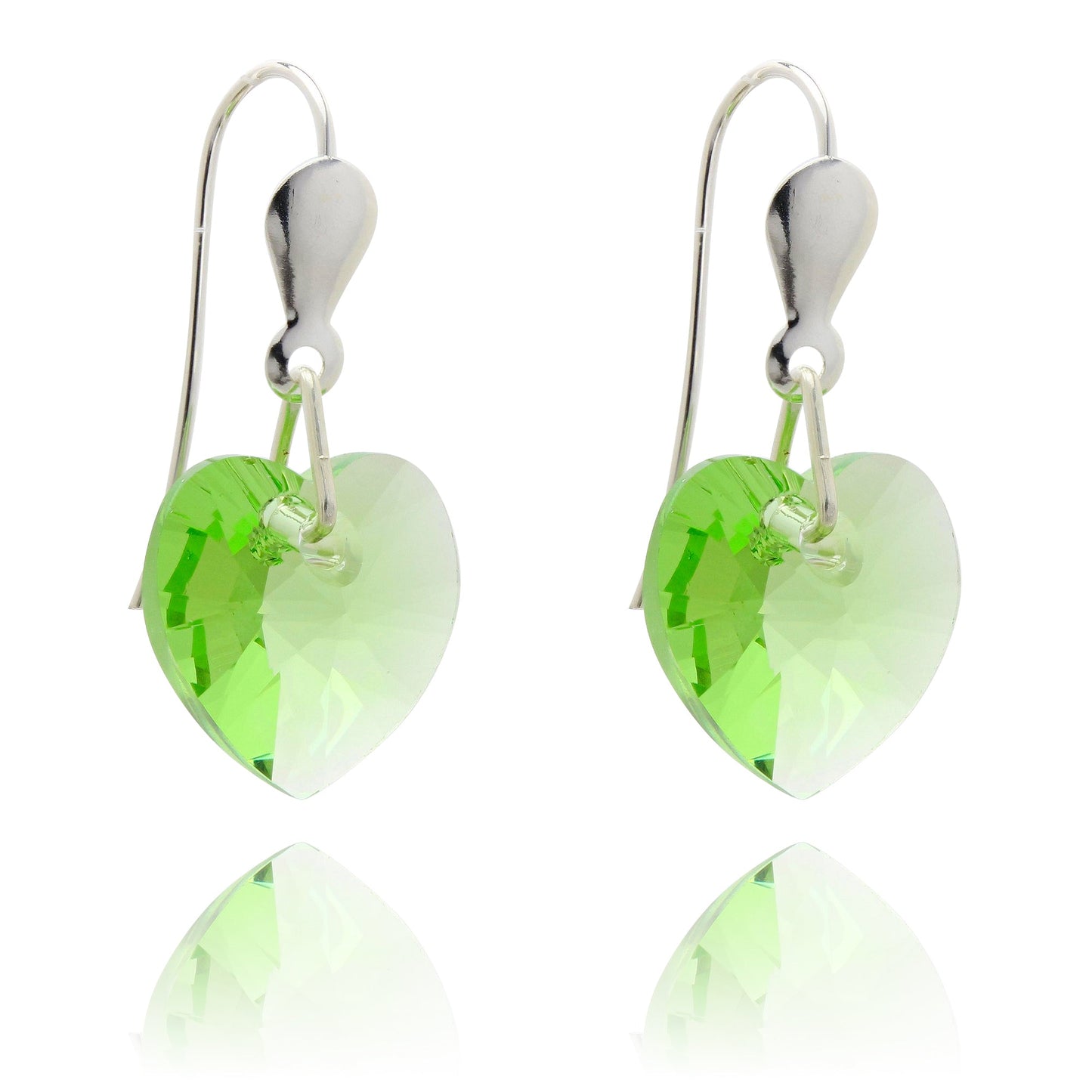 Sterling Silber & CZ Kristall 10mm Herz Ohrringe - 5 Farben