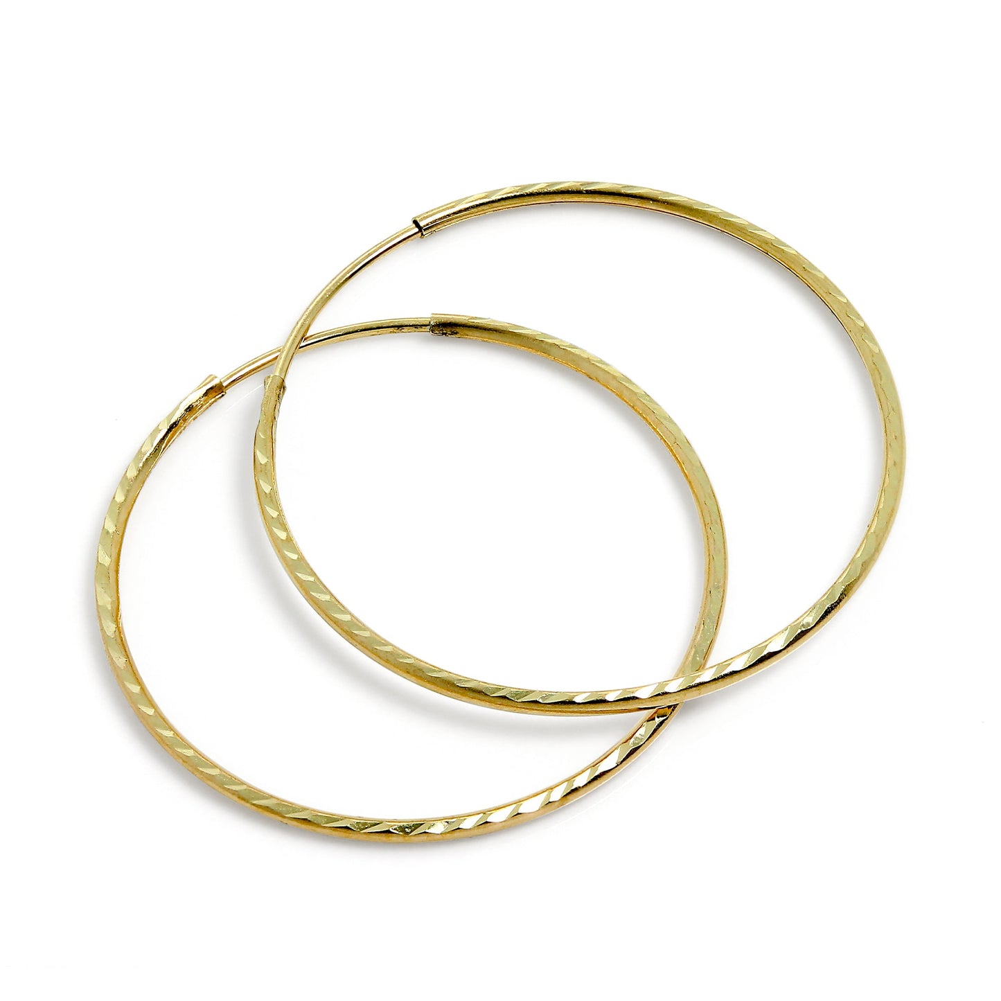 Leicht 9 Karat Gold Diamantschliff 18mm Schläfer Creolen Ohrringe