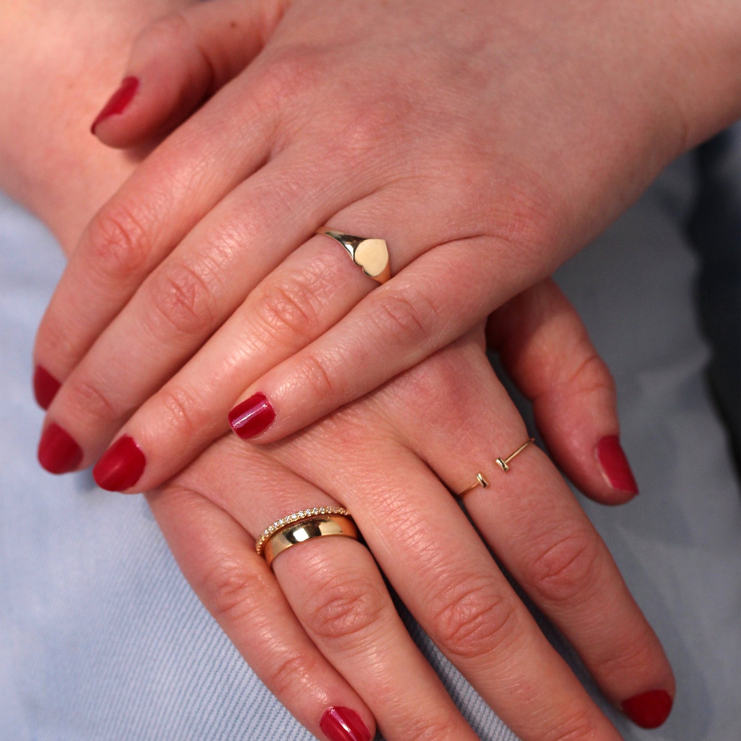 9ct Gold & CZ Kristall Halb Eternity Stacking Ring Größe I-U