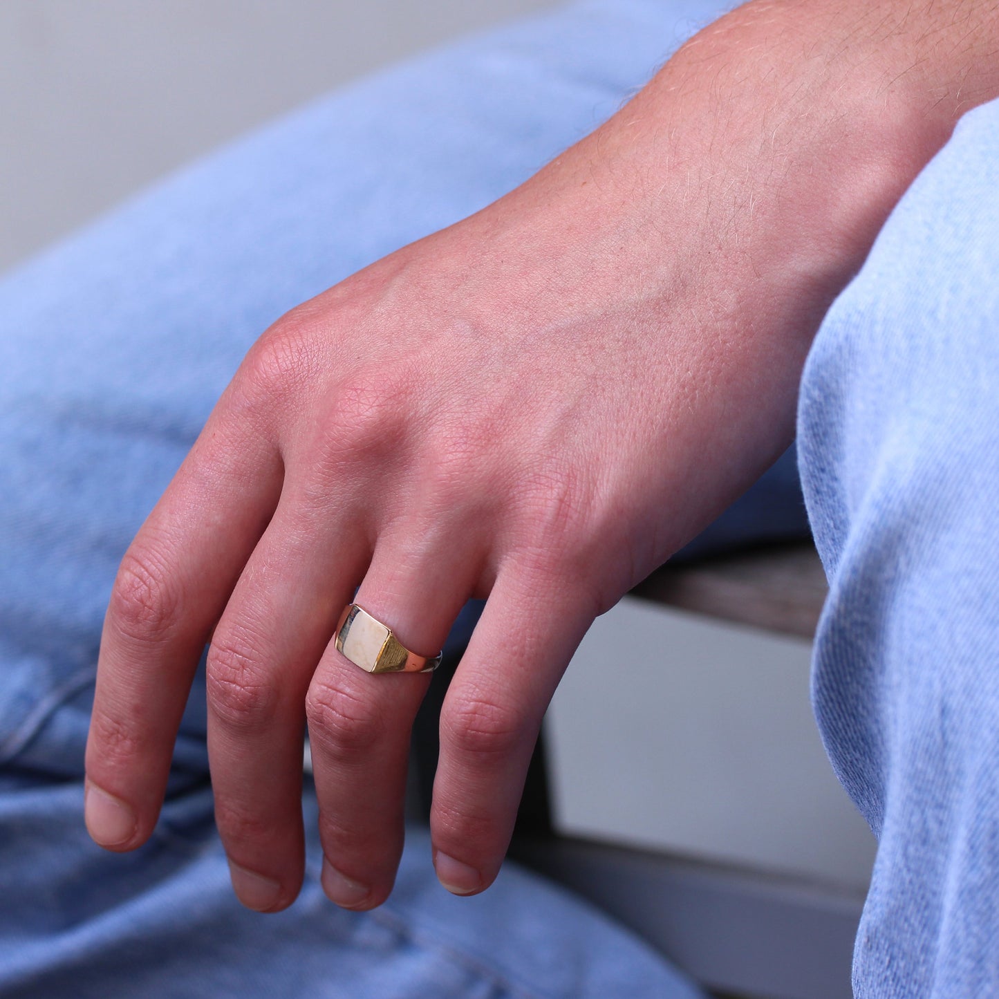 9 Karat Gold, gravierbar, Herren-Großes-Quadrat-Siegelring, Größe R–W