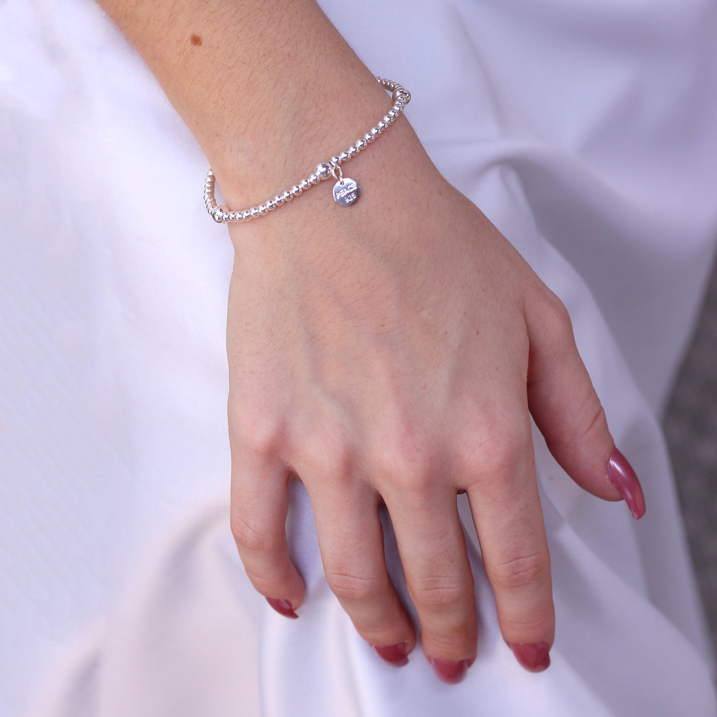 Sterlingsilber Dehnbar Kugel Anhänger Armband