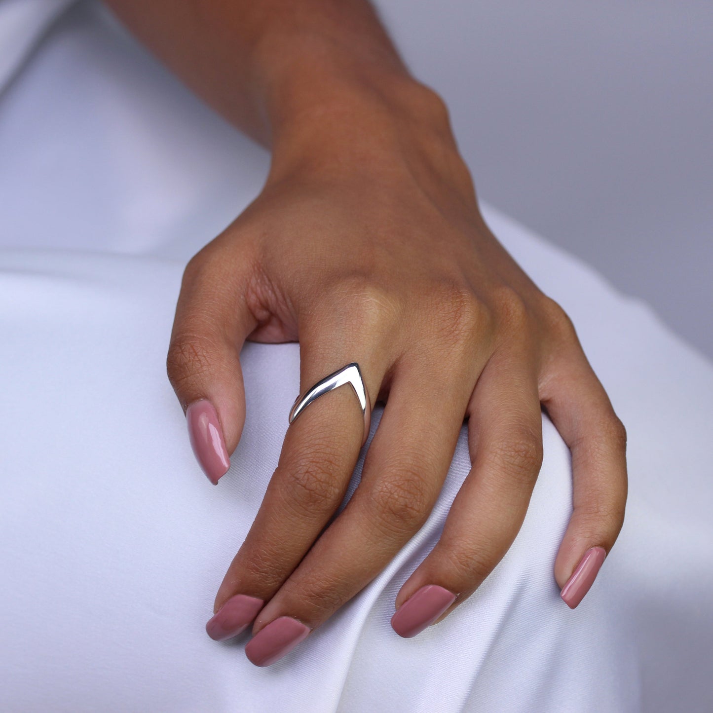 Sterling Silber Wishbone Ring – Größe J – U