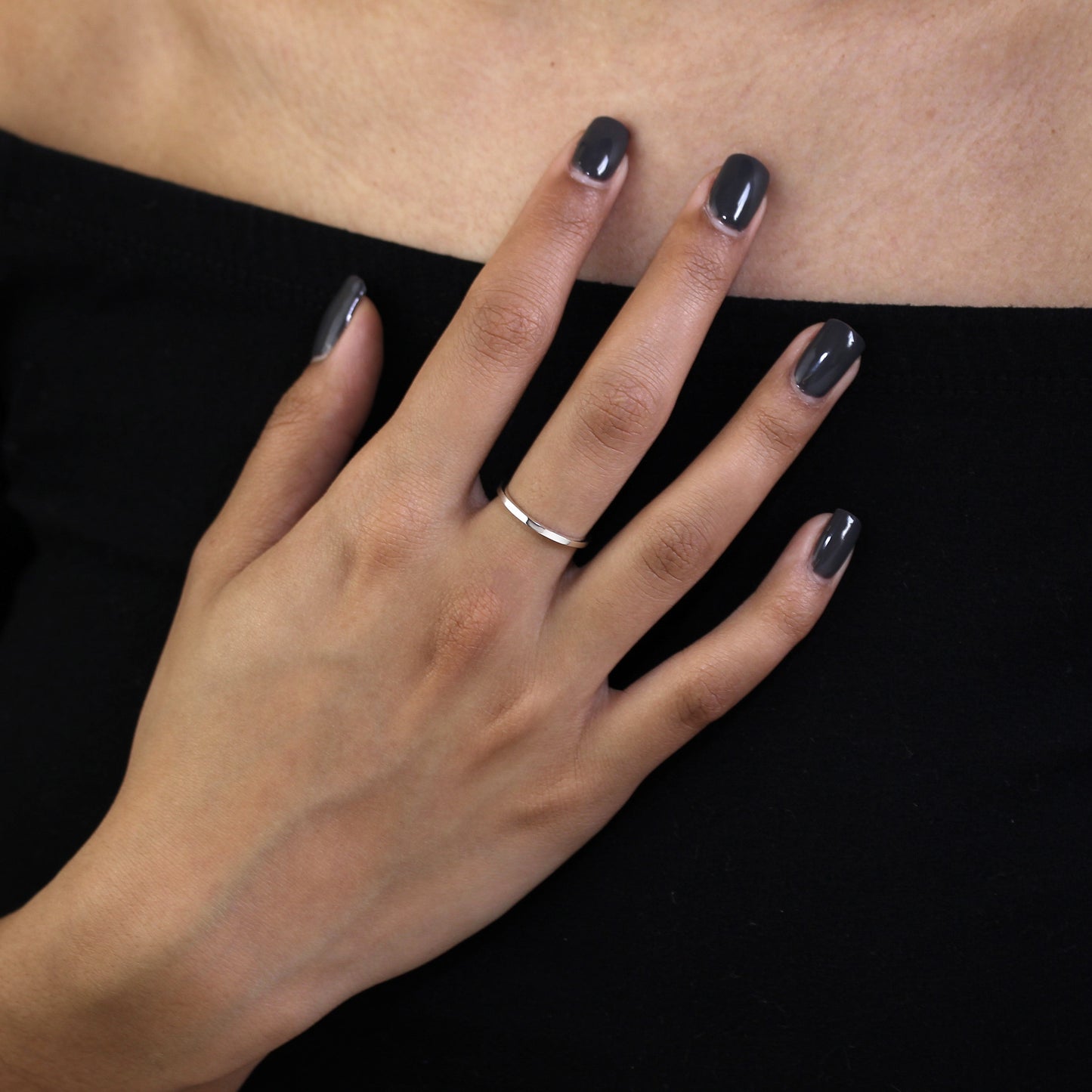 Einfacher Sterling Silber 2 mm Stapelring – Größe I-U