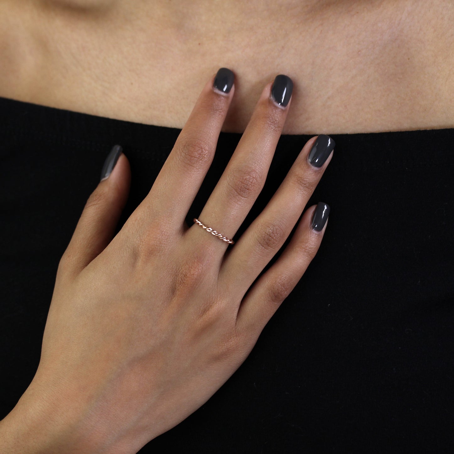 Roségoldbeschichteter Sterling Silber Twisted Rope Stapelring Größe H - X