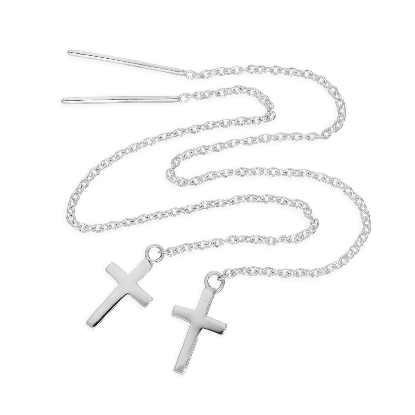 Sterlingsilber Kreuz Durchzieher Ohrringe
