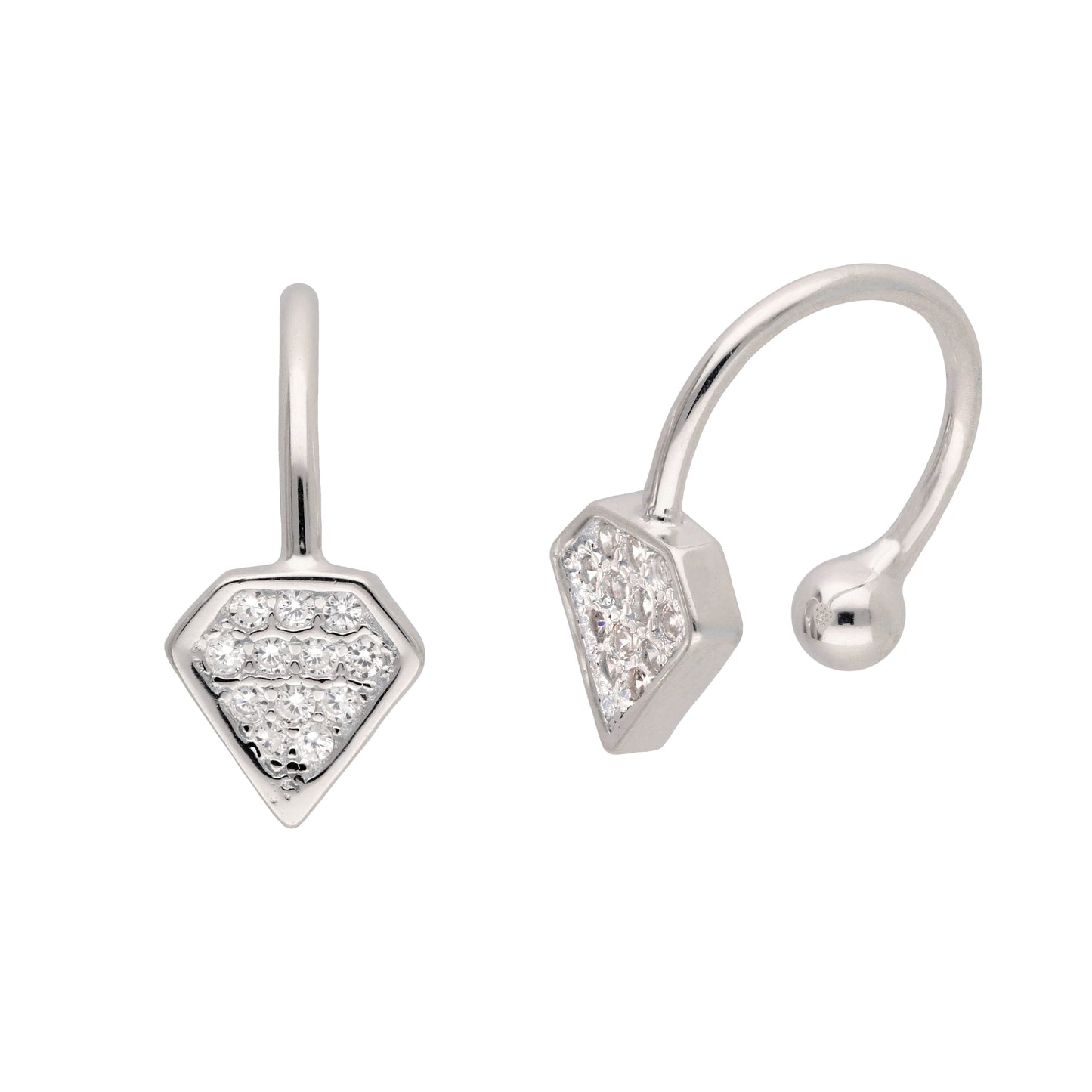 Ohrstecker aus Sterlingsilber mit klaren CZ-Kristallen in Diamantform