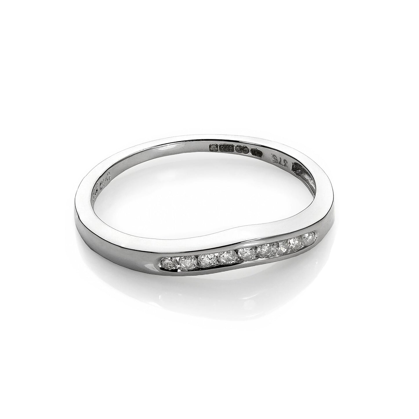 9 Karat Weißgold 0,1 Karat Diamant Wishbone Ring