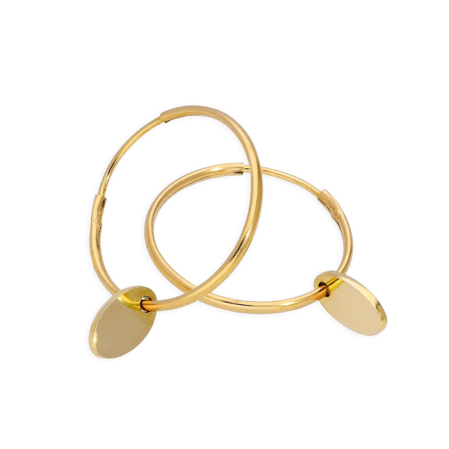 9 Karat Gold 13mm Anhänger Creolen Ohrringe mit Winzig Oval Anhängern