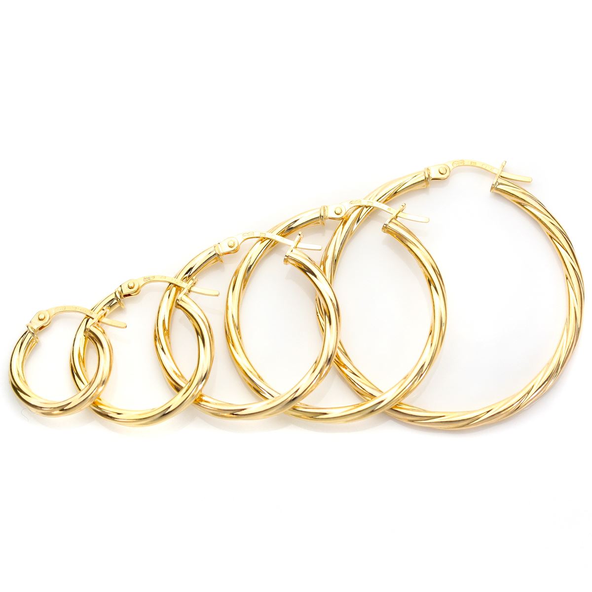 Gedrehte Creolen-Ohrringe aus 9 Karat Gelbgold