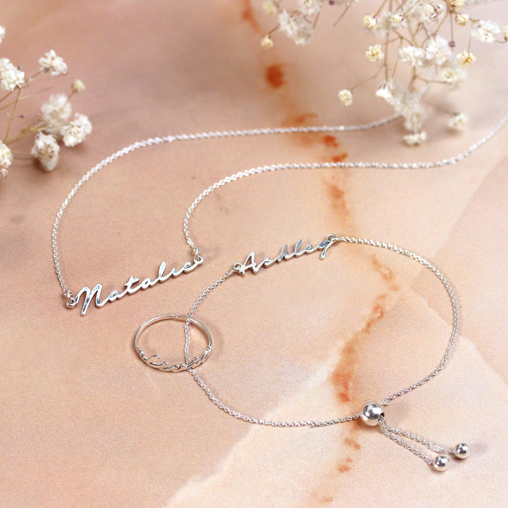 Personalisierter, verstellbarer Sterlingsilber Namensring