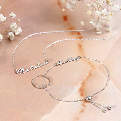 Personalisierter, verstellbarer Sterling Silber Namensring