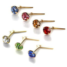 Andralok 9 Karat Gelbgold Kristall 3,5 mm Nasenstecker