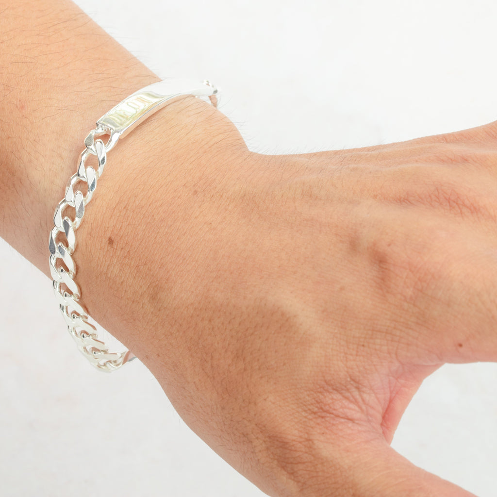 Schwer Sterlingsilber 20,5 cm Gravierbar Namensschild Panzer Armband