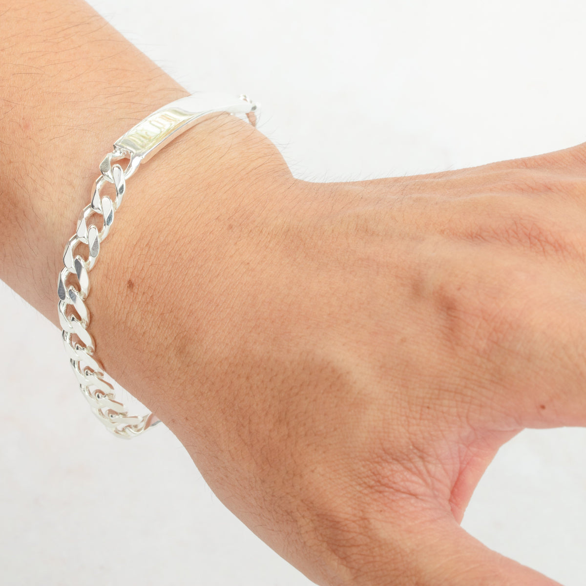 Schwer Sterlingsilber 20,5 cm Gravierbar Namensschild Panzer Armband