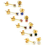 9 Karat Gold 2 mm runde Kristall-Ohrstecker - 7 Farben