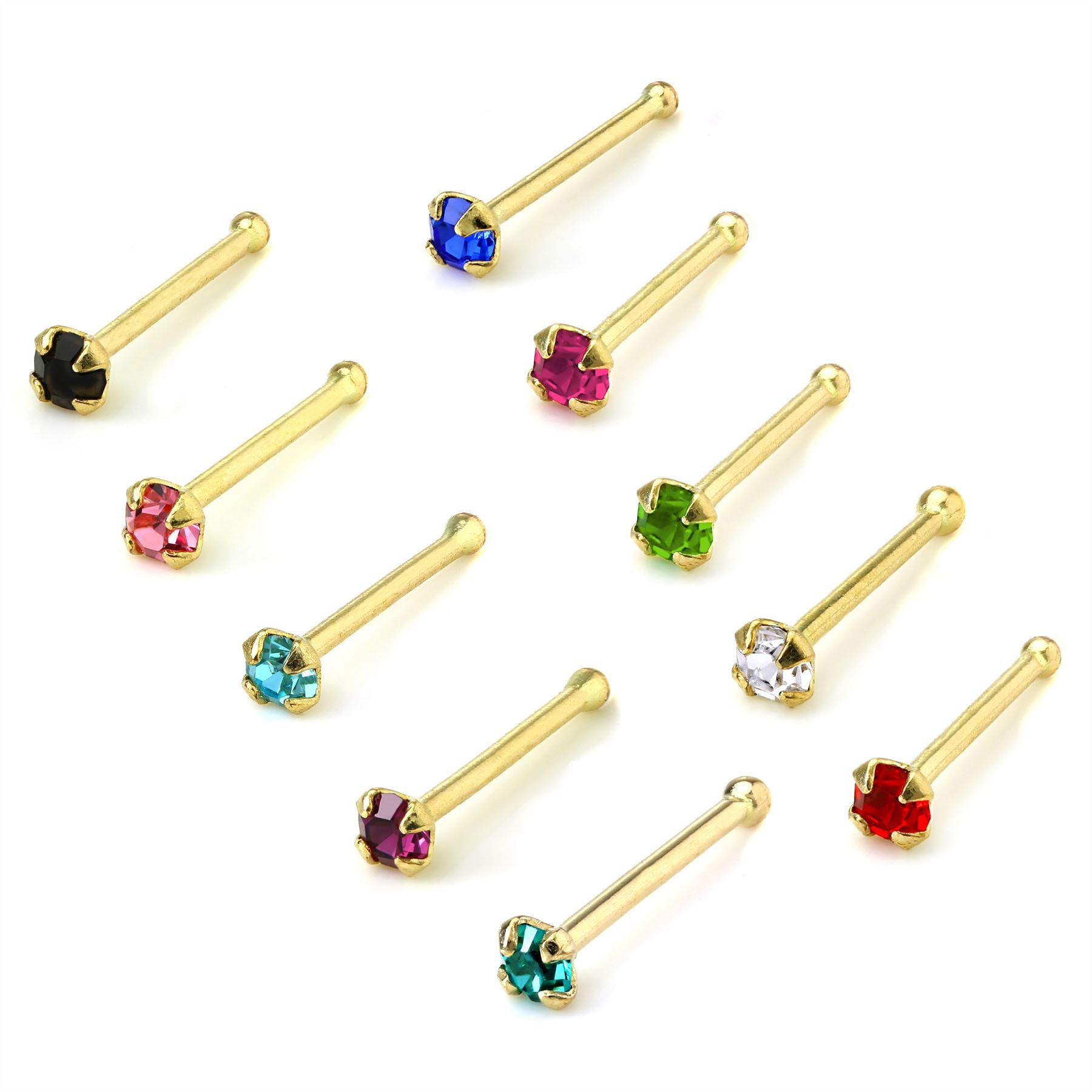 Nasenstecker aus 9 Karat Gold mit 1,5 mm CZ-Kristall in Zackenform