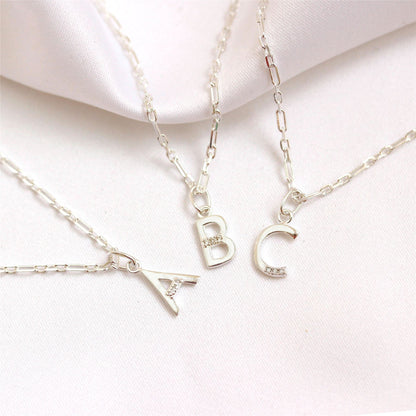 Sterling Silver Triple Diamond Initial Necklace