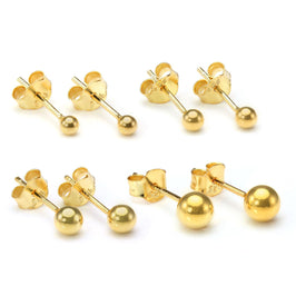 Vergoldete kleine Sterlingsilber Kugel-Ohrstecker 2 mm - 6 mm & Packs