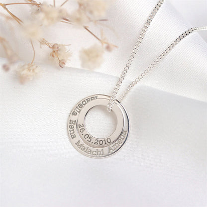 Personalised Sterling Silver Family Name Circle Necklace