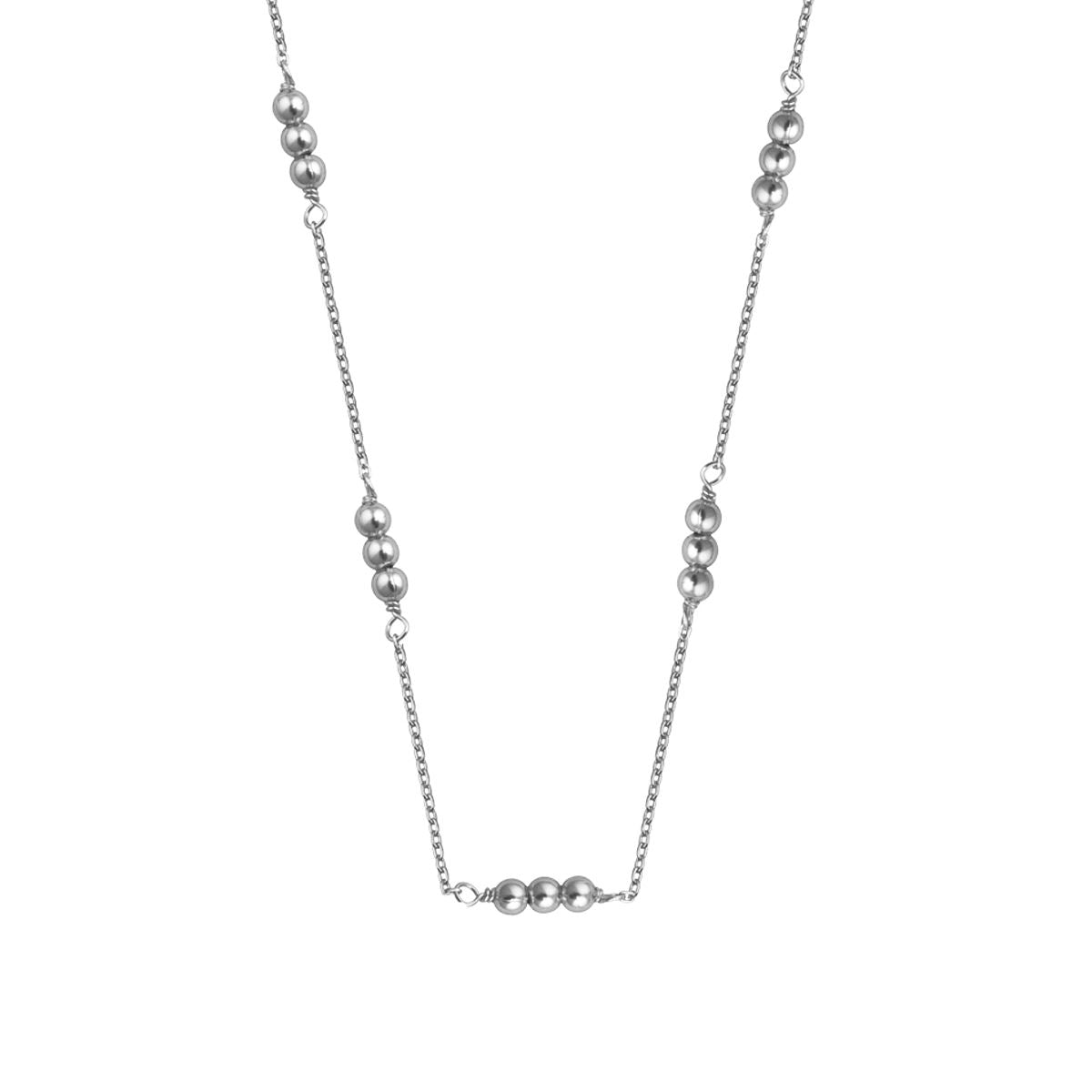 Verstellbare Sterlingsilber-Halskette mit drei Beads, 40,5 cm